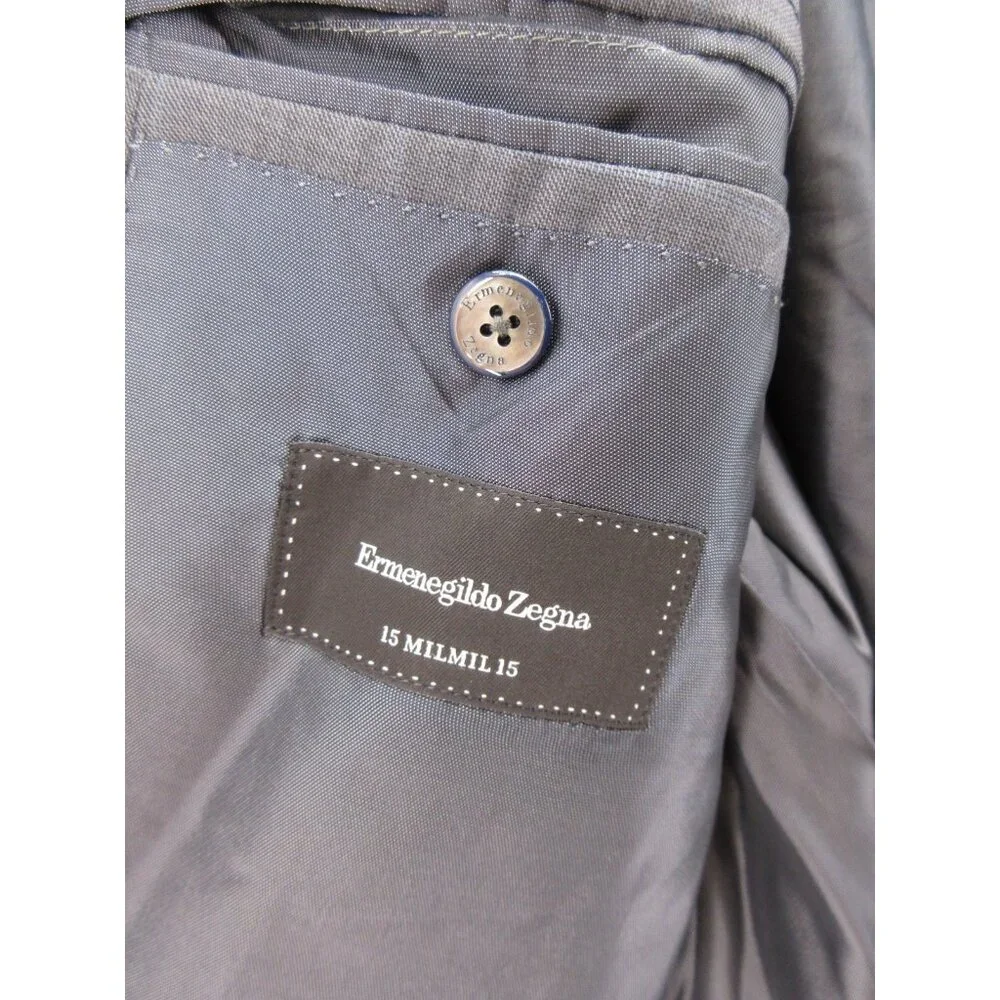 Ermenegildo Zegna Sport Coat 44 Charcoal Blazer Wool Windowpane Jacket*